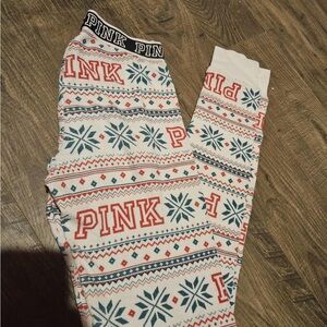 PINK Victoria's Secret Festive Pajama Bottoms - Red and Blue Snowflakes